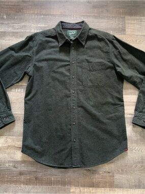 Woolrich Men's Forest Green Button-Down Shirt large long